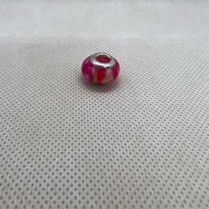 Pink Marbled Charm for Pandora Bracelets Sterling Silver New Great Condition